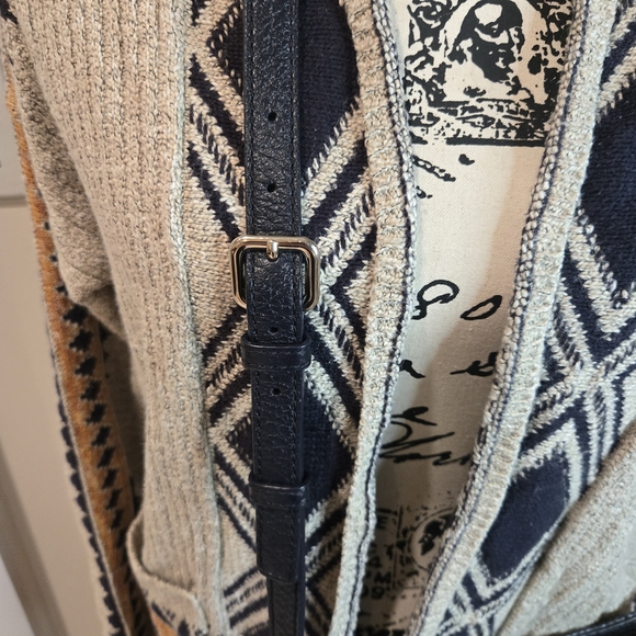 Kate Spade Black and Cream Striped Crossbody Leather Women's Bag - Picture 9 of 11